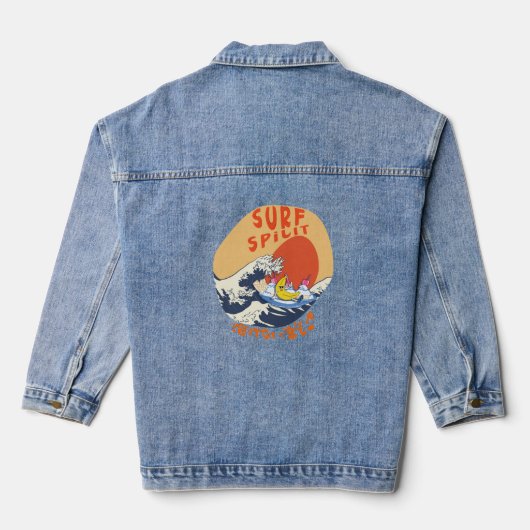 Mikitiez japanesewave zomer surf animemanga denim jacket (Achterkant)