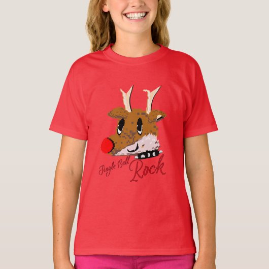 Mikitiez jinglebellrock punk gothmas reindeer t-shirt (Voorkant)