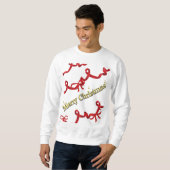 Mikitiez kerst lint roodwit kerststok kerstmis trui (Voorkant volledig)