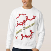 Mikitiez kerst lint roodwit kerststok kerstmis trui (Voorkant)