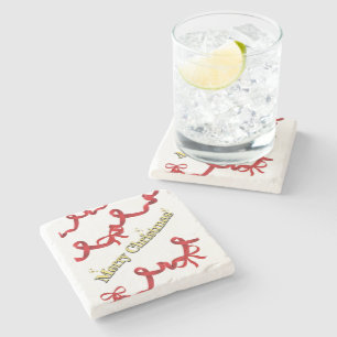 Mikitiez kerst lint roodwit kerststok x'mas stenen onderzetter