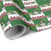 Mikitiez kerst santa snowboard crew pinguïn cadeaupapier (Rol Hoek)