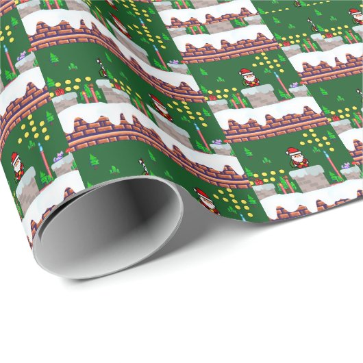 Mikitiez kerst santa snowboard crew pinguïn cadeaupapier (Rol Hoek)