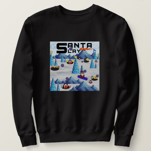 Mikitiez kerst santa snowboard crew pinguïn trui (Design voorkant)