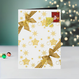 Mikitiez Kerstmis engel cadeau ster Folie Feestdagenkaart