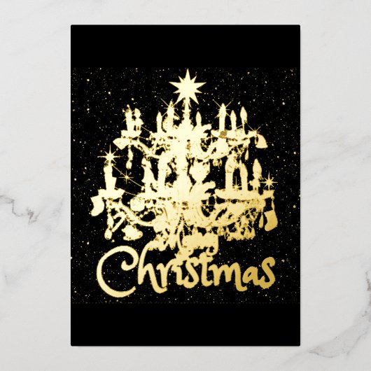 Mikitiez klassiek wit kerst licht jollyholly folie feestdagenkaart (Voorkant)