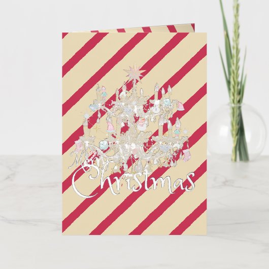 Mikitiez klassiek wit kerst licht jollyholly folie wenskaart (Voorkant)