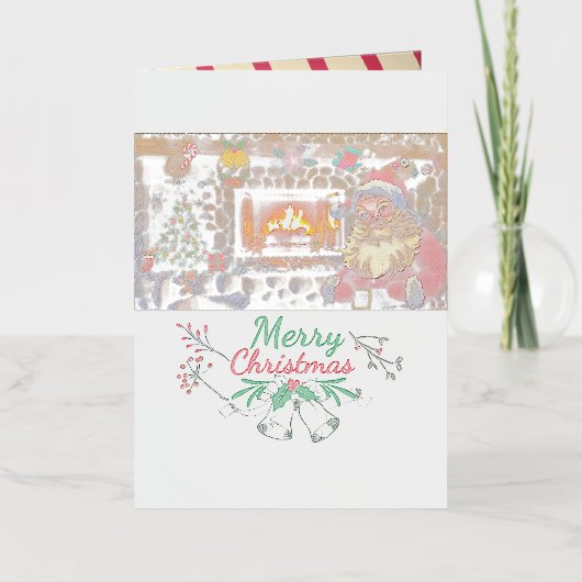 Mikitiez klassiek wit kerst licht jollyholly folie wenskaart (Voorkant)