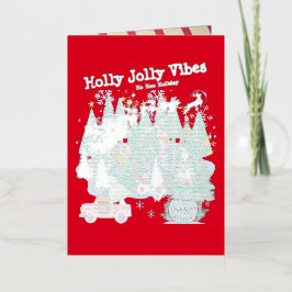 Mikitiez klassiek wit kerst licht jollyholly folie wenskaart