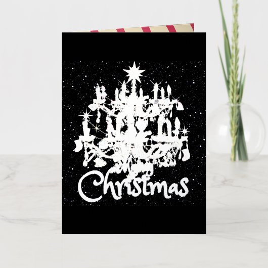 Mikitiez klassiek wit kerst licht jollyholly folie wenskaart (Voorkant)