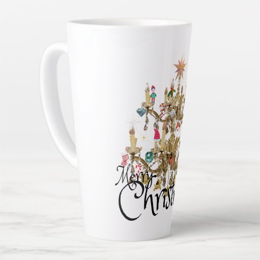 Mikitiez klassiek wit kerst licht jollyholly latte mok (Linkerhoek)