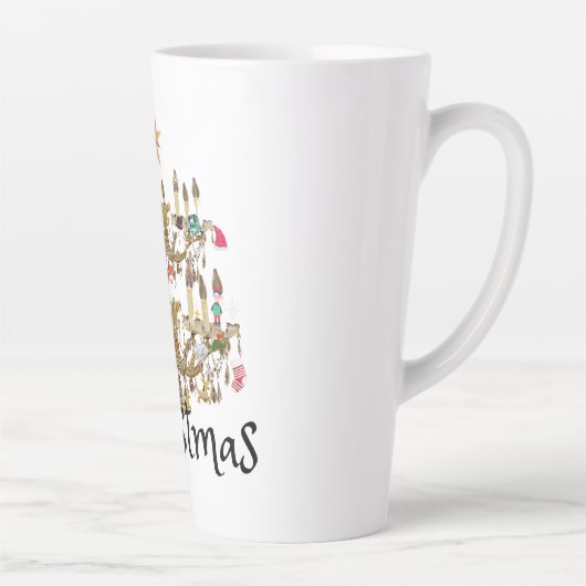 Mikitiez klassiek wit kerst licht jollyholly latte mok (Rechts)