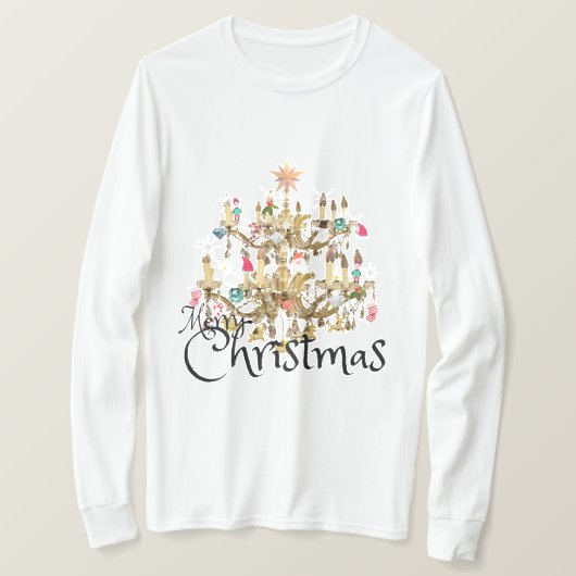 Mikitiez klassiek wit kerst licht jollyholly t-shirt (Design voorkant)