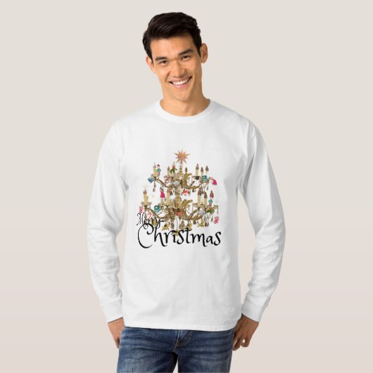 Mikitiez klassiek wit kerst licht jollyholly t-shirt (Voorkant volledig)