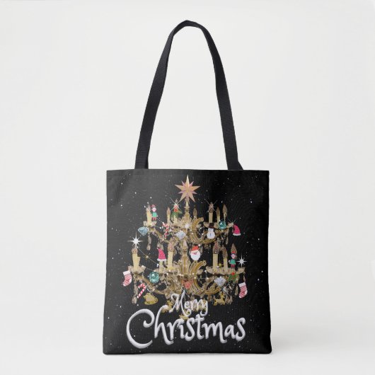 Mikitiez klassiek wit kerst licht jollyholly tote bag (Voorkant)
