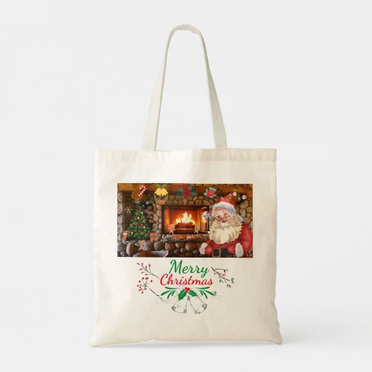 Mikitiez klassiek wit kerst licht jollyholly tote bag (Achterkant)