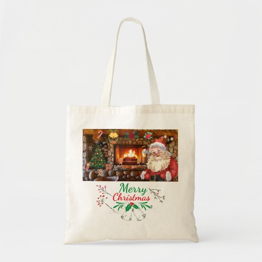 Mikitiez klassiek wit kerst licht jollyholly tote bag (Voorkant)