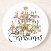 Mikitiez klassiek wit kerst licht jollyholly zandsteen onderzetter (Voorkant)