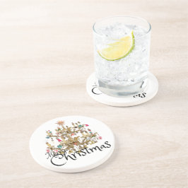 Mikitiez klassiek wit kerst licht jollyholly zandsteen onderzetter