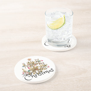 Mikitiez klassiek wit kerst licht jollyholly zandsteen onderzetter