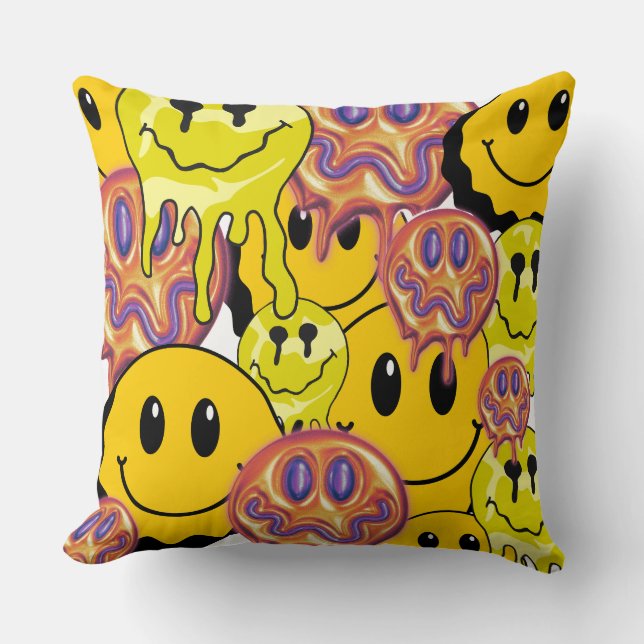 Mikitiez Kussensloop Smileyface geel tuin Kussen (Voorkant)