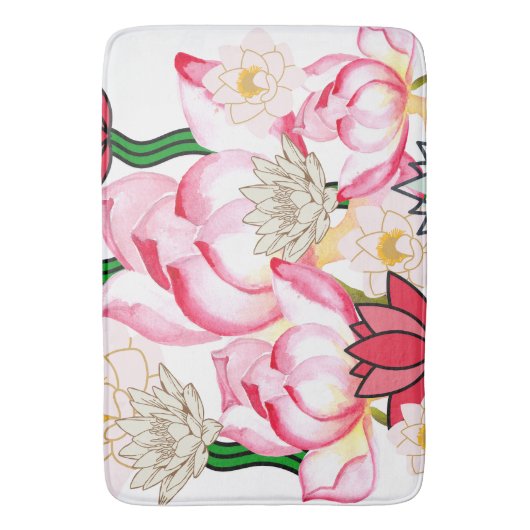 Mikitiez lotus roos flower tuin badmat (Voorkant Verticaal)