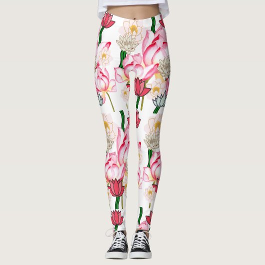 Mikitiez lotus roos flower tuin leggings (Voorkant)