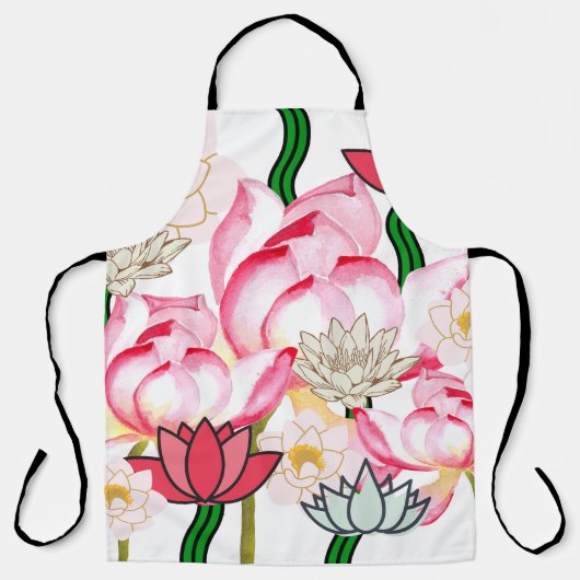 Mikitiez lotus rozen bloementuin schort (Voorkant)