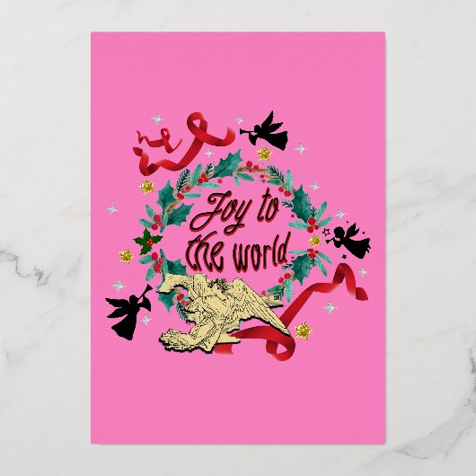 Mikitiez noel gothic moody christmas angle sing folie feestdagenkaart (Voorkant)