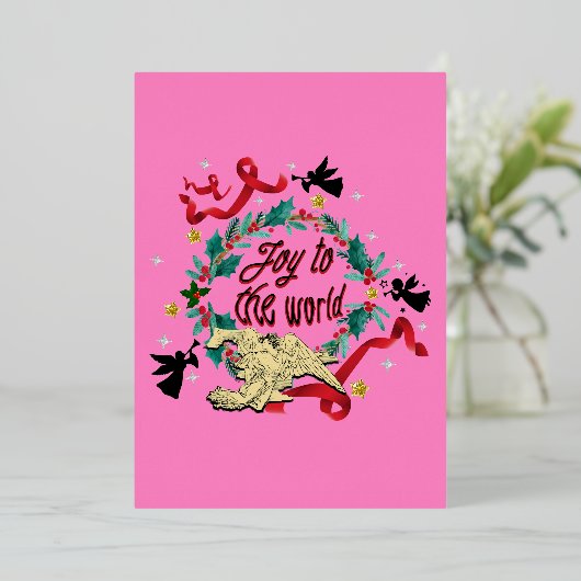 Mikitiez noel gothic moody christmas angle sing folie feestdagenkaart (Staand Voorkant)