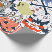 Mikitiez retro halloween ghouls pompoen cadeaupapier (Hoek)