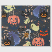 Mikitiez retro halloween ghouls pompoen cadeaupapier (Vlak)