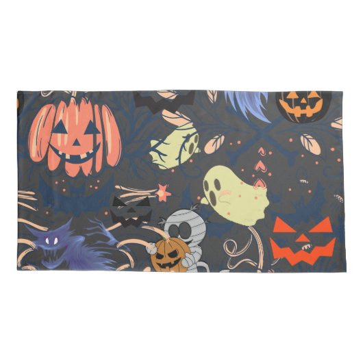 Mikitiez retro halloween ghouls pompoen kussensloop (Achterkant-Links)