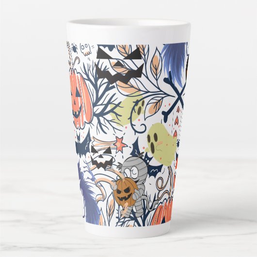 Mikitiez retro halloween ghouls pompoen latte mok (Voorkant)