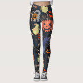 Mikitiez retro  halloween ghouls pompoen leggings (Voorkant)