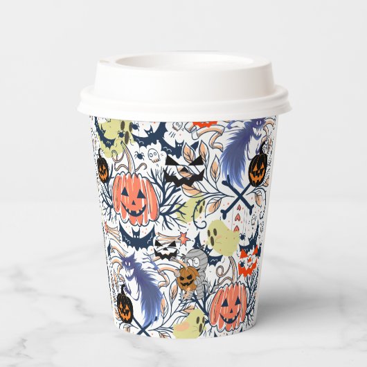 Mikitiez retro  halloween ghouls pompoen papieren bekers (Achterkant)