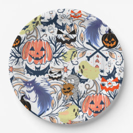 Mikitiez retro halloween ghouls pompoen papieren bordje