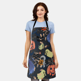 Mikitiez retro halloween ghouls pompoen schort