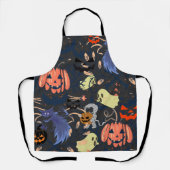 Mikitiez retro halloween ghouls pompoen schort (Voorkant)