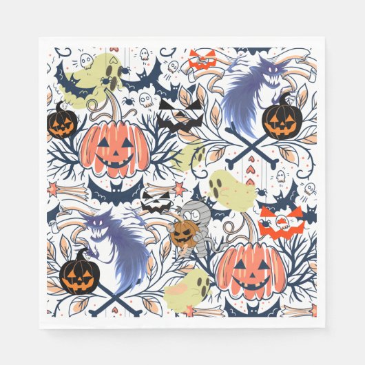 Mikitiez retro halloween ghouls pompoen servet (Voorkant)