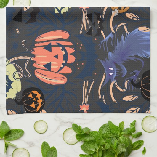 Mikitiez retro halloween ghouls pompoen theedoek (Gevouwen)