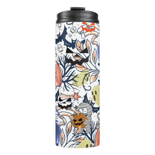 Mikitiez retro  halloween ghouls pompoen thermosbeker (Voorkant)