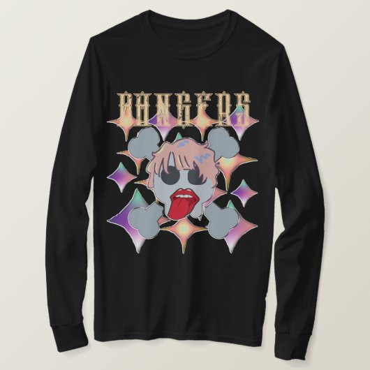 Mikitiez rockster schedel rode verjaardag redlip t-shirt (Design voorkant)