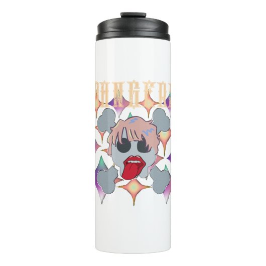 Mikitiez rockster schedel rode verjaardag redlip thermosbeker (Voorkant)