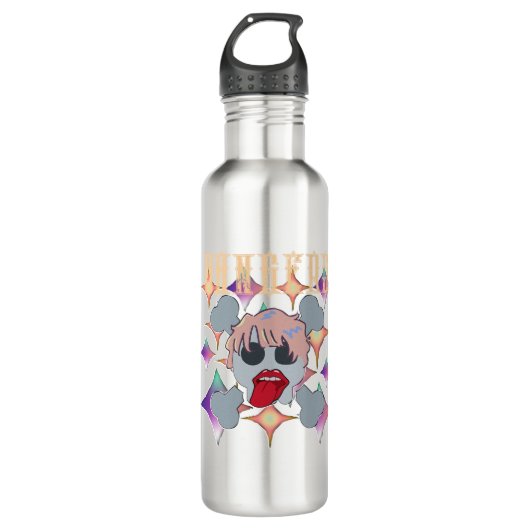 Mikitiez rockster schedel rode verjaardag redlip waterfles (Voorkant)