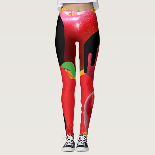 Mikitiez rode schedel giftige appel vegan zomer leggings (Voorkant)