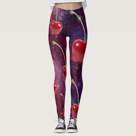 Mikitiez rode vrolijke melkwegstelsel vegan leggings (Voorkant)