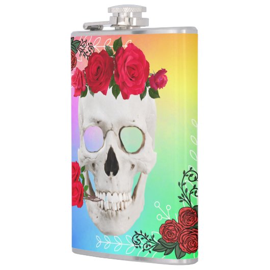 Mikitiez roos baroqueart regenboogsteen heupfles (Links)