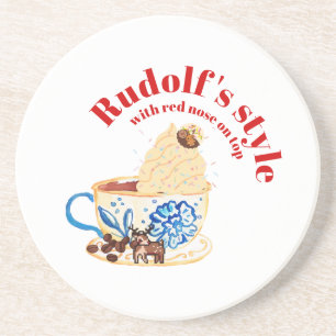 Mikitiez rudolf rednose raindeAll-Over Print Schor Zandsteen Onderzetter
