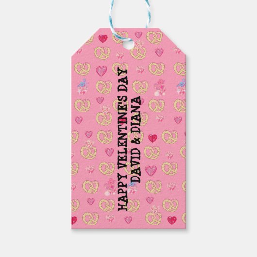 Mikitiez schattig pretzel broodje gezellig valenti cadeaulabel (Voorkant)